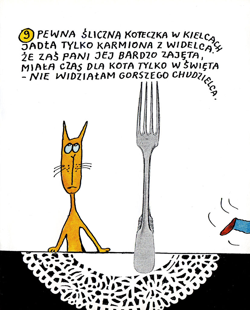 Ilustracja z kotem Bohdana Butenki z książeczki Chwilki dla Emilki
