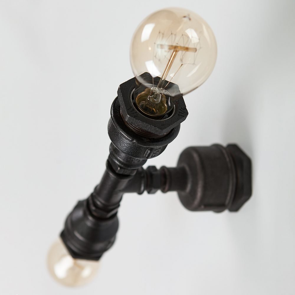 Loftowa Lampa z Rur. Kinkiet Max w kolorze czarnym