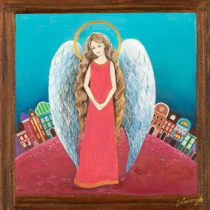 Malowany Ręcznie Anioł na Ślub, Komunię, Chrzciny