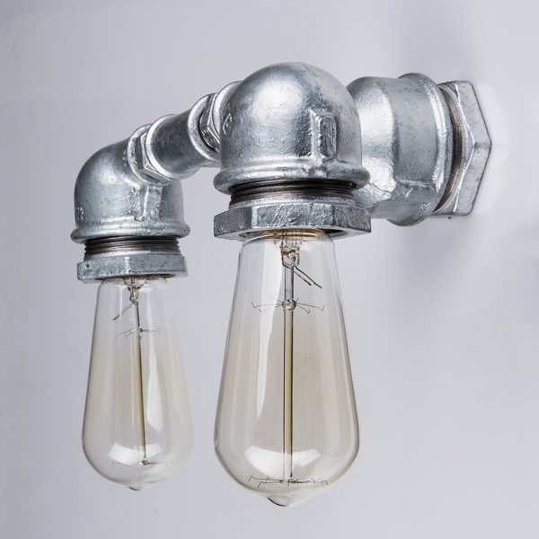 Lampa Industrialna z Rur - kinkiet ścienny na dwie żarówki