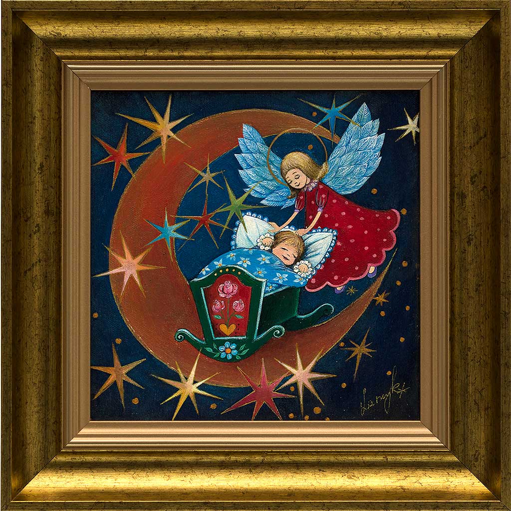 Anioł na prezent dla Dziecka - obraz na płótnie oprawiony w stylową ramę