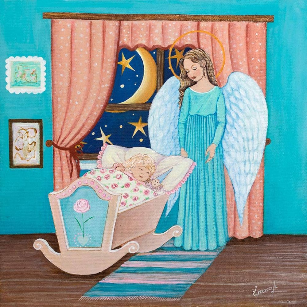 Anioł Stróż Malowany dla Dziewczynki