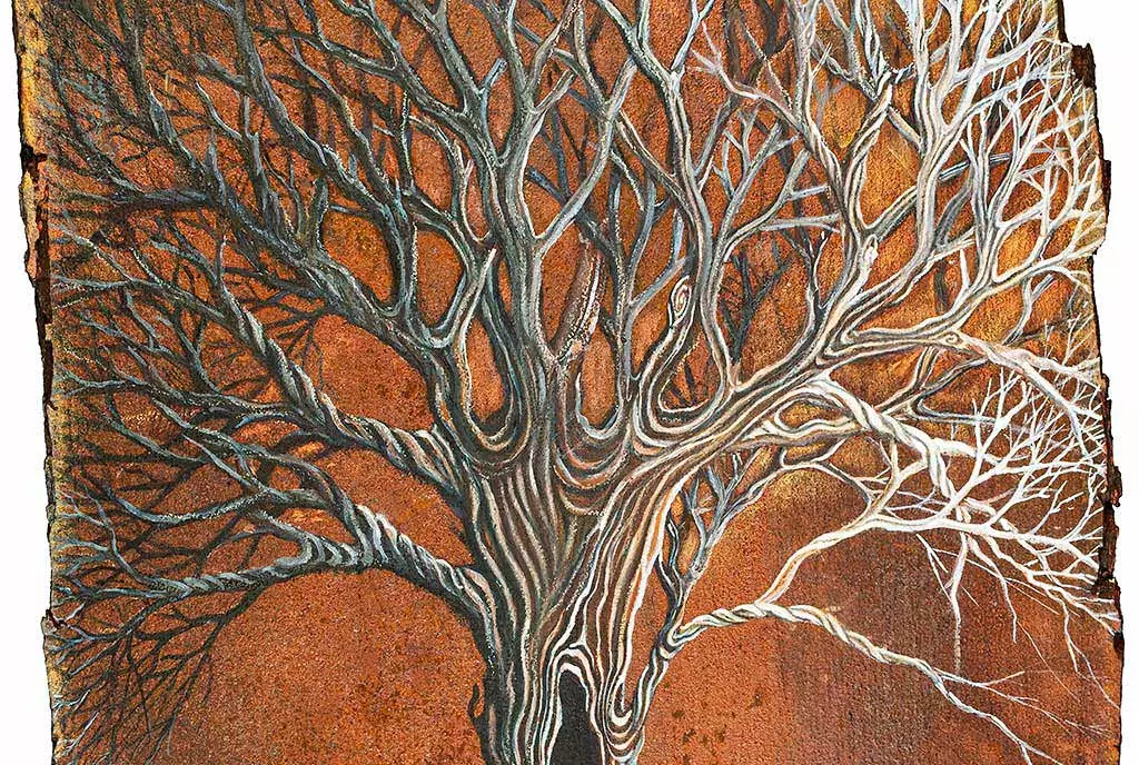 Drzewo Życia malowane na desce